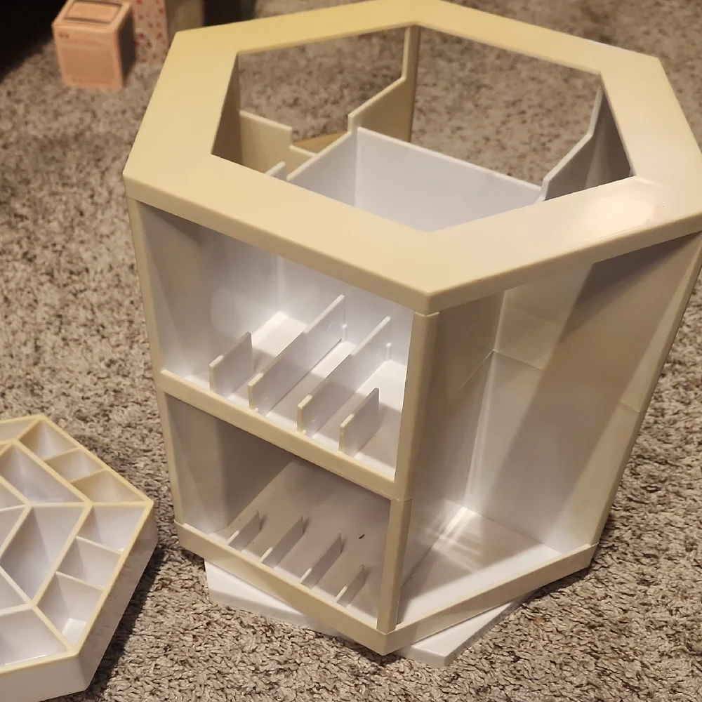 QVC Cream Rotating Makeup Organizer